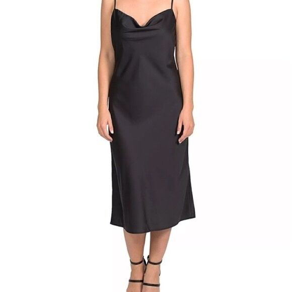 PINK ROSE Hippie Rose Juniors' Cowl-Neck Cami Dress black size small - Picture 1 of 10